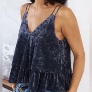 Aerie crushed velvet tank flounced top Sz M